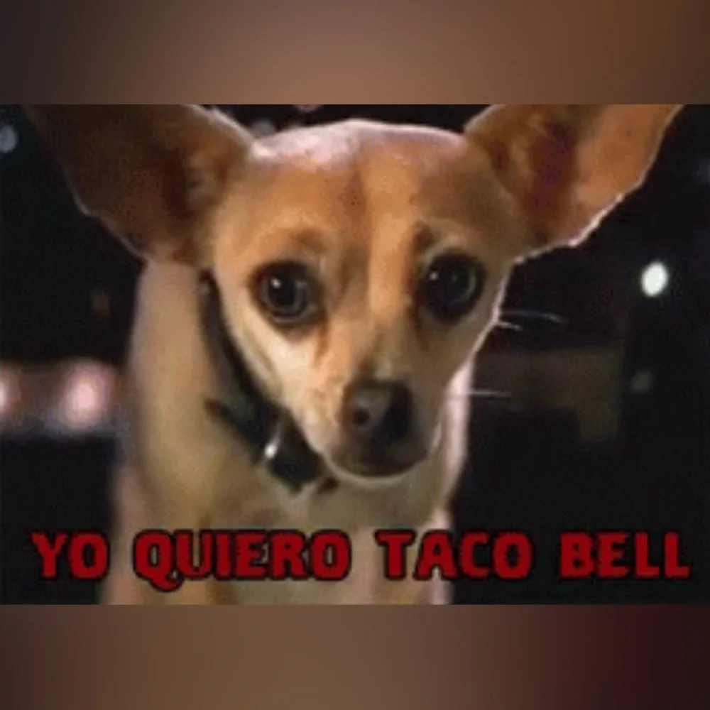 “Yo Quiero Taco Bell” Tan Fawn Apple Dome Chihuahua Cutesy Kawaii Memento Dangle